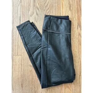 Athleta Black All Over Gleam Tight Faux Leather Leggings Size S